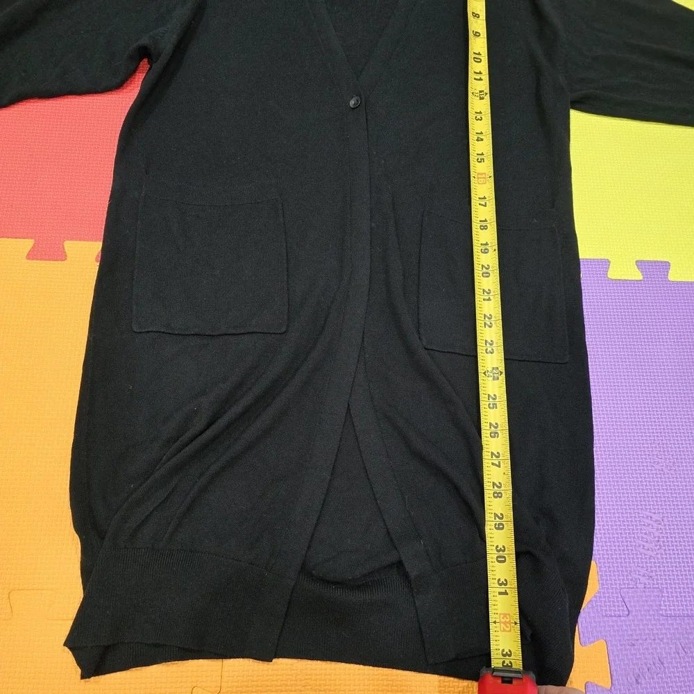 Uniqlo Black Rayon Blend Long Cardigan Sweater, Size M, Soft Knit‎